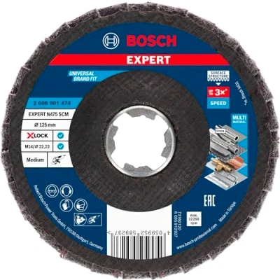 Image of Bosch Accessories 1 X Expert N475 SCM LOCK Flap Disc (for Finishing Metal Surfaces, Diameter 125 mm, Medium, Angle Grinder)