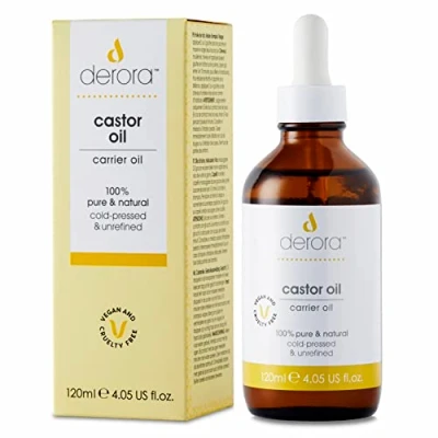 Image of Derora Castor Oil Nourishes &amp; Soothes Skin, Hair Nails 100% Pure Antioxidant Vitamin E Rich Omega 6 9 Cold Pressed Unrefined For All Skin Types Vegan Cruelty Free (120ml)