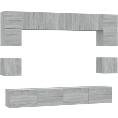 Image of vidaXL 8 Piece TV Cabinet Set Grey Sonoma Engineered Wood