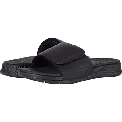 Image of Skechers Men&#039;s Go Consistent Slide Sandals Athletic Beach Shower Shoes with Foam Cushioning, Black, 11.5 UK