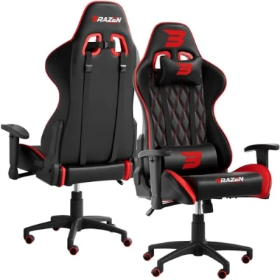 Image of BraZen Phantom PC Chair Gaming for Adults Office Computer Chairs Adult Video Game Gamer Red