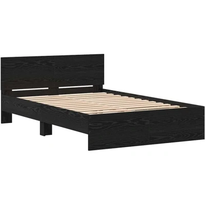 Image of vidaXL Bed Frame with Headboard Black Oak 120 x 190 cm Wood