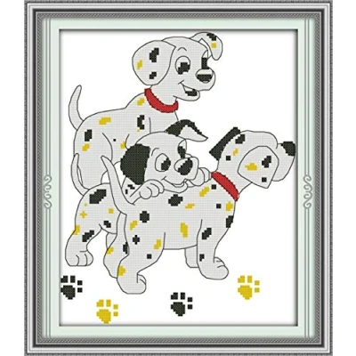 Image of Cross Stitch Kits Stamped, OWN4B Three Dalmatians Printed Pattern 11CT 12.6x15.0 inch DIY Embroidery Kit (Dalmatian)