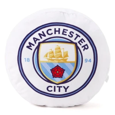 Image of Manchester City FC Officially Licensed Crest Cushion: The &#039;Cityzens&#039; Essential for Home &amp; Away Match Day Comfort Supporters Young and Old