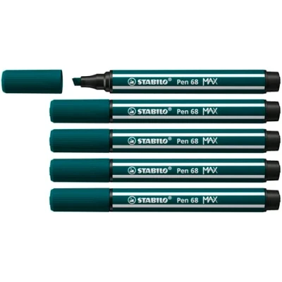 Image of Premium Fibre Tip Pen with Chisel STABILO 68 MAX Pack of 5 Turquoise Green
