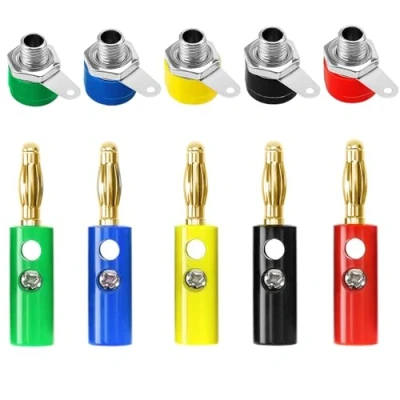 Image of Oiyagai 20Pcs 4mm Banana Socket Jack + Audio Speaker Wire Cable Plugs Screw Type Connectors
