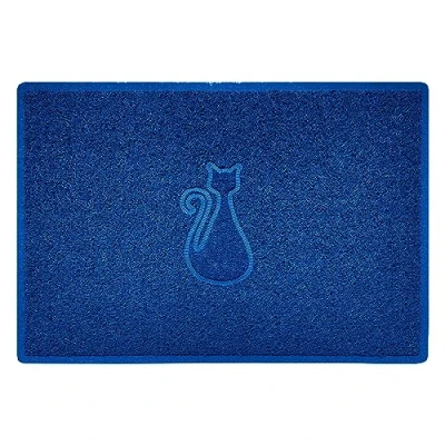Image of Nicoman CAT Embossed Shape Door Mat Dirt Trapper Washable Barrier Doormat (Use Indoor or Sheltered Outdoor) (90x60cm/3x2ft,Large) Blue
