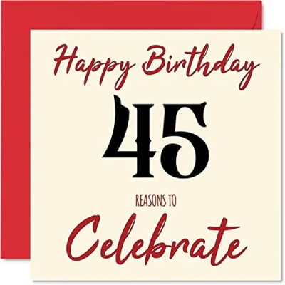 Image of Fun 45th Birthday Cards for Men Woman Reasons To Happy Card Dad Mum Brother Sister Grandad Nanny Grandma Uncle Auntie, 145mm x Greeting Cards,