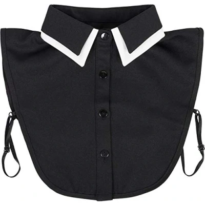 Image of styleBREAKER Women Blouse Collar Insert with Colour Contrasting and Button Strip, for Blouses Jumpers 08020008, Colour:White Black