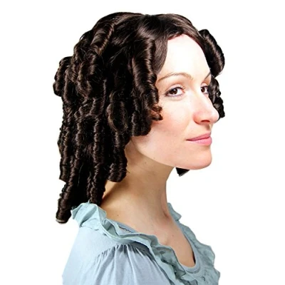 Image of Quality COSPLAY Lady Wig COLONIAL Baroque Victorian Coils/Curls BROWN brunette 6006A 6
