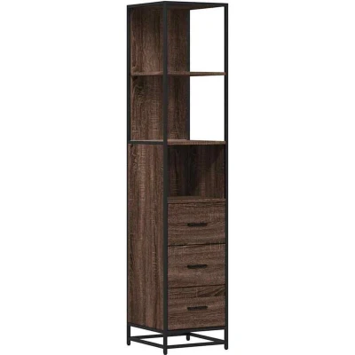Image of vidaXL Bathroom Cabinet Brown Oak 35x37.5x166 cm Engineered Wood