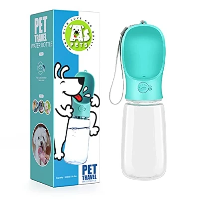 Image of AS Pets Portable Dog Water Bottle, Pet Dispenser, Bottle Suitable for Walking Drinking, Antibacterial Leak Proof Travel Drink Bowl, Outdoor Cup Gift
