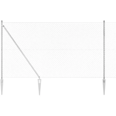 Image of vidaXL Chain Link Fence with 7 Spike Posts 1.5x10 m Galvanised Steel