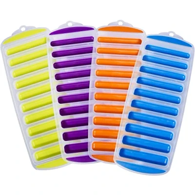 Image of 1 X Easy Pop Out Ice Tray/Water Bottle Cube Trays with Push Narrow Stick Cubes Assorted Color Silicone Bottom Tray/Jelly Chocolate Maker Mould Tray