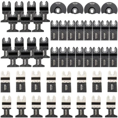 Image of VEVOR 50 PCS Oscillating Saw Blades, Quick Release Multitool Blades Kit, HCS Tool for Wood Plastic Metal Nails Bolts, Compatible with Dewalt Dremel Fein Worx Bosch Makita Milwaukee