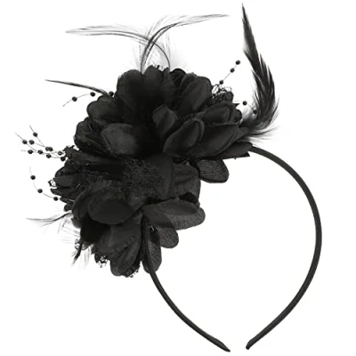 Image of Fascinator Headband Black Mesh Head Piece Headdress Tea Party Cocktail Hat Headwear for Lady Women