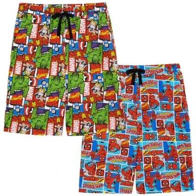 Image of Two Pack Men&#039;s Lounge Shorts Spider Man, the Hulk, Captain America, Iron Man &amp; Thor 100% Cotton X LARGE 37&quot;
