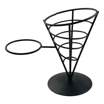 Image of French Fry Cone Black Wire c/w Ramekin Holder