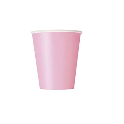 Image of Vibrant Lovely Pink Solid Paper Cups (9oz) 8 Count Vibrant, Eco Friendly Disposable Drinkware for Parties and Events
