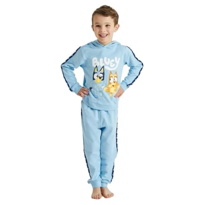 Image of Bluey Boys Tracksuit Hoodie Jogger Bottoms Hoody Top Loungwear (Bluey Blue, 3 4 Years)