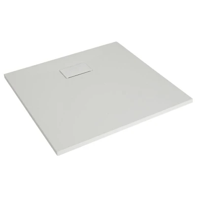 Image of Milano Rasa White Low Profile Square Textured Slate Effect Shower Tray 800mm x