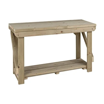 Image of Arbor Garden Solutions Workbench Indoor/Outdoor Pressure Treated Heavy Duty Handmade Garage Workshop Work Table (5ft)