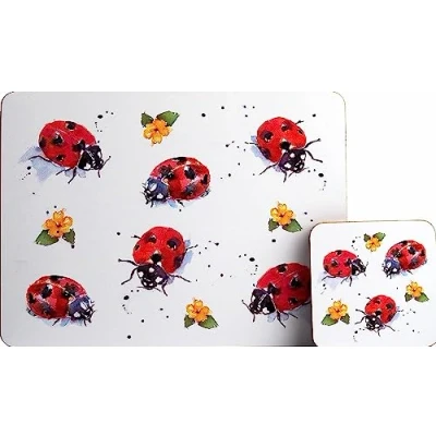 Image of Sets of 4 Placemats with Matching Coasters (Ladybird Placemat and Coaster Set)