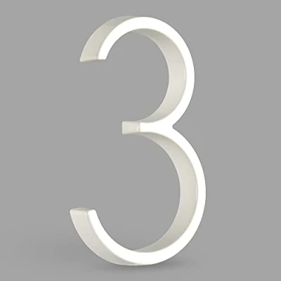 Image of HASWARE Floating House Number Sign: 5 inch Modern Door Signage Striking for Street Home Address Numerals (3, White)