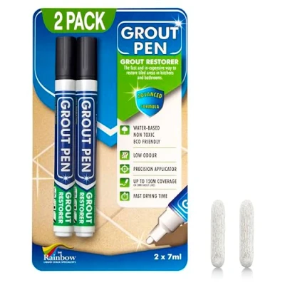 Image of Twin Pack (BLACK) grout Pen Designed for restoring tile in bathrooms &amp; kitchens