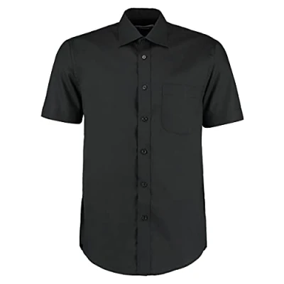 Image of Kustom Kit Men&#039;s Short Sleeve Classic Fit Business Shirt, Black, 17