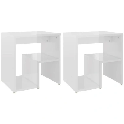 Image of vidaXL Bed Cabinets 2 pcs High Gloss White 40x30x40 cm Engineered Wood
