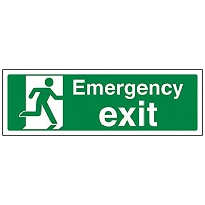 Image of V Safety Emergency Exit Sign 300mm x 100mm 1mm Rigid Plastic