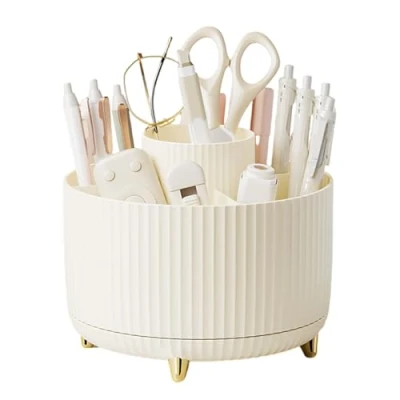 Image of YUHANGCIYE Desk Pen Holder,Rotating Stationary Organiser, 6 Compartments Organiser for Kid, Rotating Holder Art Supply Organiser(CRW#)