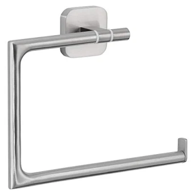 Image of tesa® ESTEETIC Towel Ring Self Adhesive Hand in Stainless Steel Design Wall Mounted Holder waterproof, incl. Power.Kit Solution 154 mm x 185 45