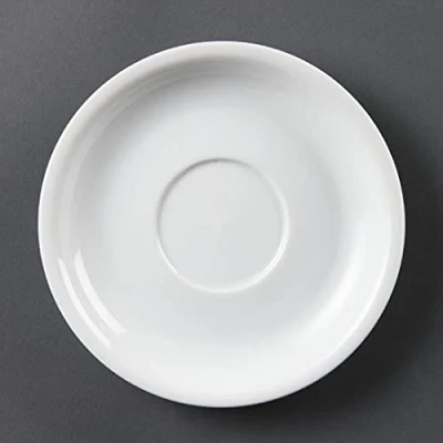 Image of Olympia White Ware Cappuccino Saucers 160mm Porcelain Plate 12pc