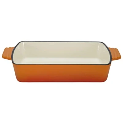 Image of GSW 718363 Orange Cast Iron Casserole Dish Shadow 28.5 x 20 cm 2.8 litres