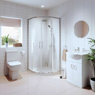 Image of Affine Amelie Bathroom Suite with 900mm Luxura Quadrant Enclosure, Toilet &amp; Alpine Vanity Unit 550mm