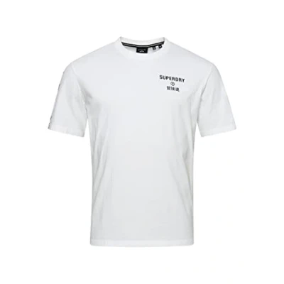 Image of Superdry Mens Code Core Sport T Shirt, Loose Fit, Ribbed Crew Neck Collar Optic Size M, White