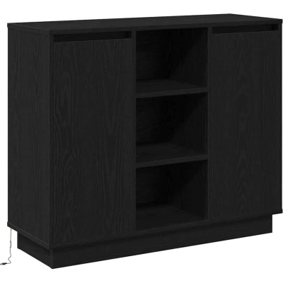 Image of vidaXL Sideboard with LED Black Oak 90x32x75 cm Engineered Wood