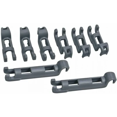 Image of Bosch Dishwasher Lower Rack Flip Tynes Plastic Bearing Clips Kit