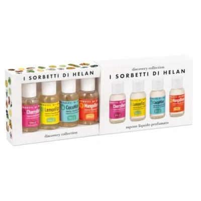 Image of Helan I Sorbetti Set of 4 25 ml Bottles Liquid Hand Wash, Natural and Gentle Soap for Sensitive Skin, Moisturising Nourishing Travel Essentials &amp; Size Gift Made in Italy