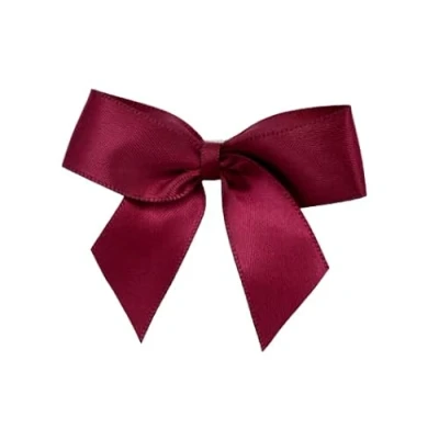 Image of Pre Tied 5cm Satin Ribbon Bow Self Adhesive 16mm Gifts, Arts and Crafts (Pack of 10, Plum 275)