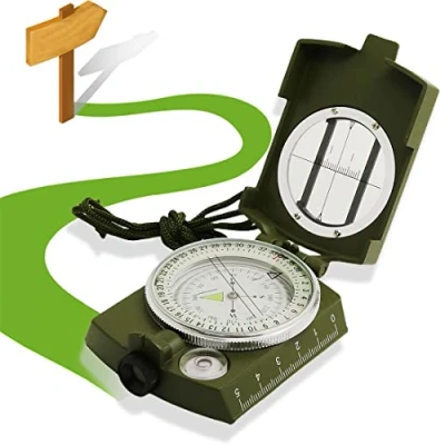 Image of Military Compass, XCOZU Army Compass Waterproof Lensatic Prismatic Geology with Pouch Lanyard and User Guide, Sighting Navigation for Walking Hunting Hiking Camping