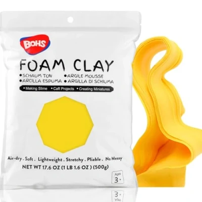 Image of BOHS Gold Yellow Slime Foam Modeling Air Dry Clay Squishy,Stretchy,Pliable School Arts &amp; Crafts Project 1.1 Pound