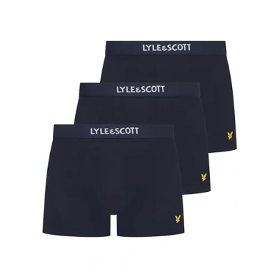 Image of Lyle &amp; Scott Men&#039;s 3 Pairs of Devon Cotton Trunk Boxer Shorts Multipack (S, Regular, Peacoat)