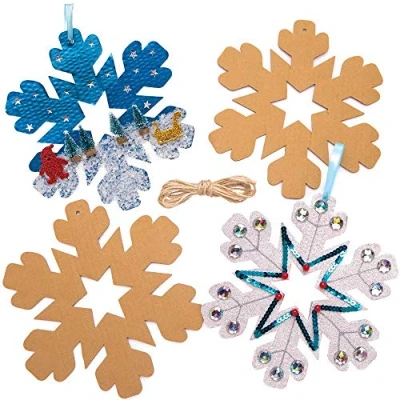 Image of Baker Ross AW900 Snowflake Decorations (Pack of 10) Christmas Art and Craft Wreath, Assorted