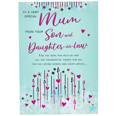 Image of Piccadilly Greetings Regal Publishing Modern Mother&#039;s Day Card Mum from Son &amp; Daughter in Law ,Blue,9 x 6 inches