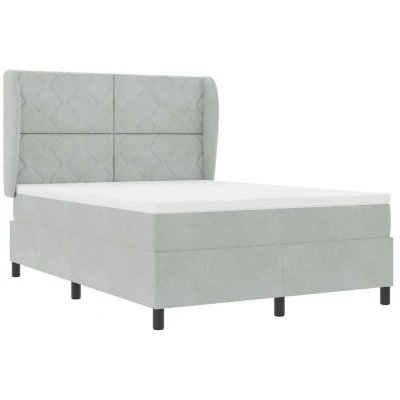 Image of Box Spring Bed with Mattress Light Grey 140x200 cm Velvet Vidaxl