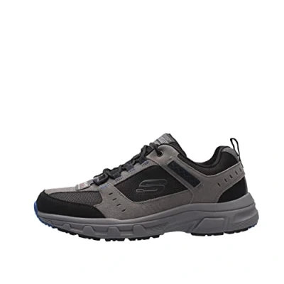 Image of Skechers Men&#039;s Oak Canyon Trainers, Charcoal Leather/Pu/Mesh/Black Trim, 6 UK