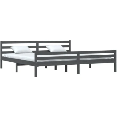 Image of vidaXL Bed Frame without Mattress Grey Solid Wood 200x200 cm